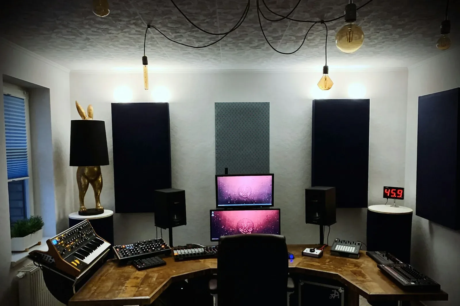 black and silver computer set on brown wooden table